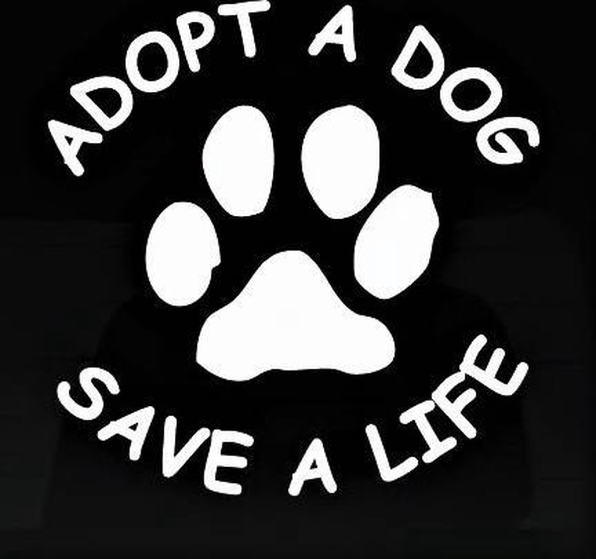 GoedeDoelen.Shop | Autosticker rond wit - Adopt a Dog Save a Life | Sticker voor Auto, Laptop , Muur, Koelkast | Hond | Paws | Adopt Dont Shop